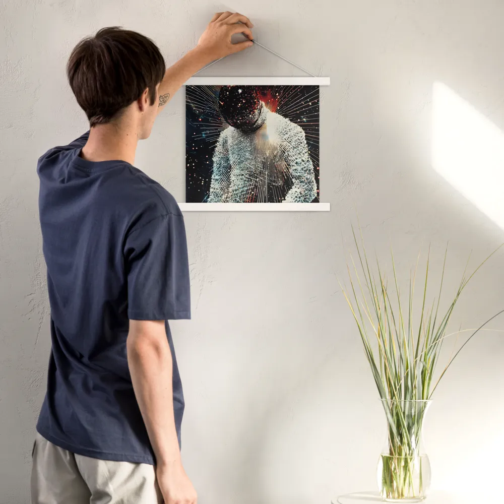 Ethereal Astronaut: A Journey Through the Cosmos | Poster With White Wood Hanger | 14″×14″