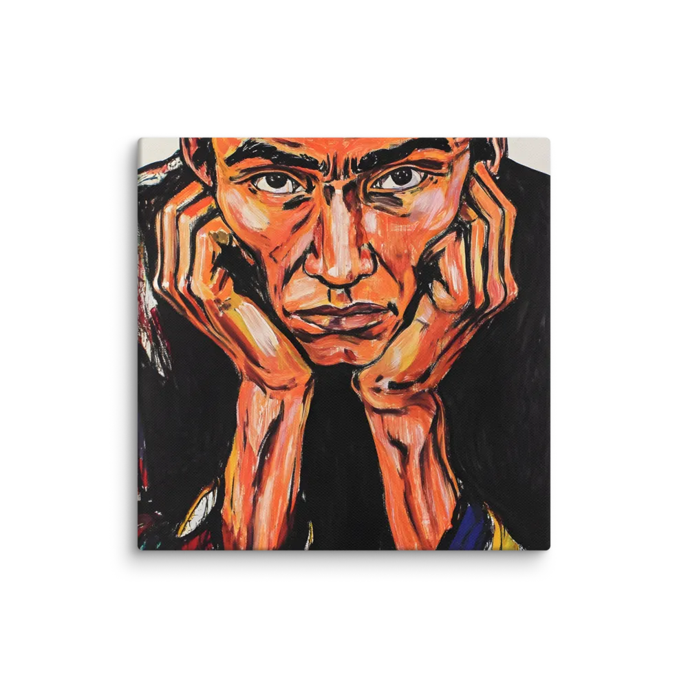 Contemplative Intensity: An Expressionist Portrait | Canvas | 10″×10″