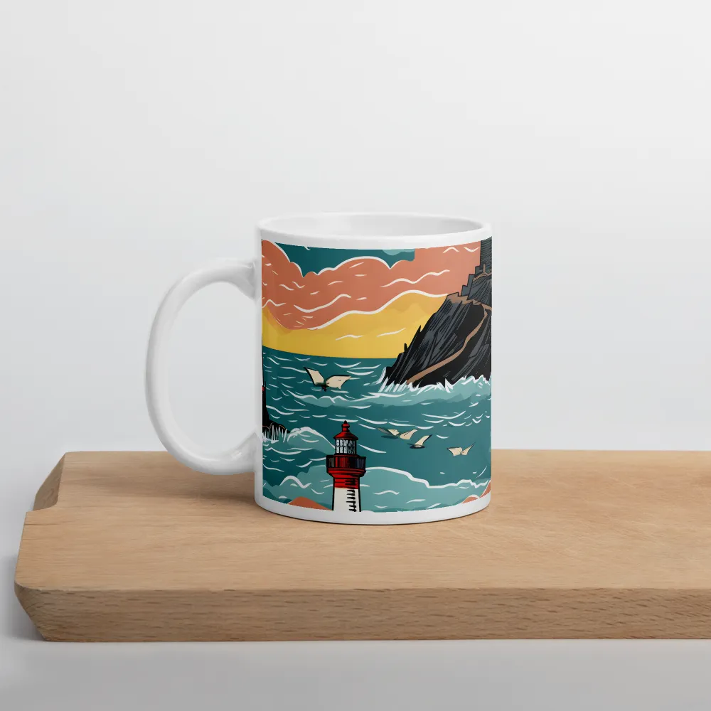 Lighthouses in a Whimsical Ocean | Mugs | Multiple Sizes & Colors