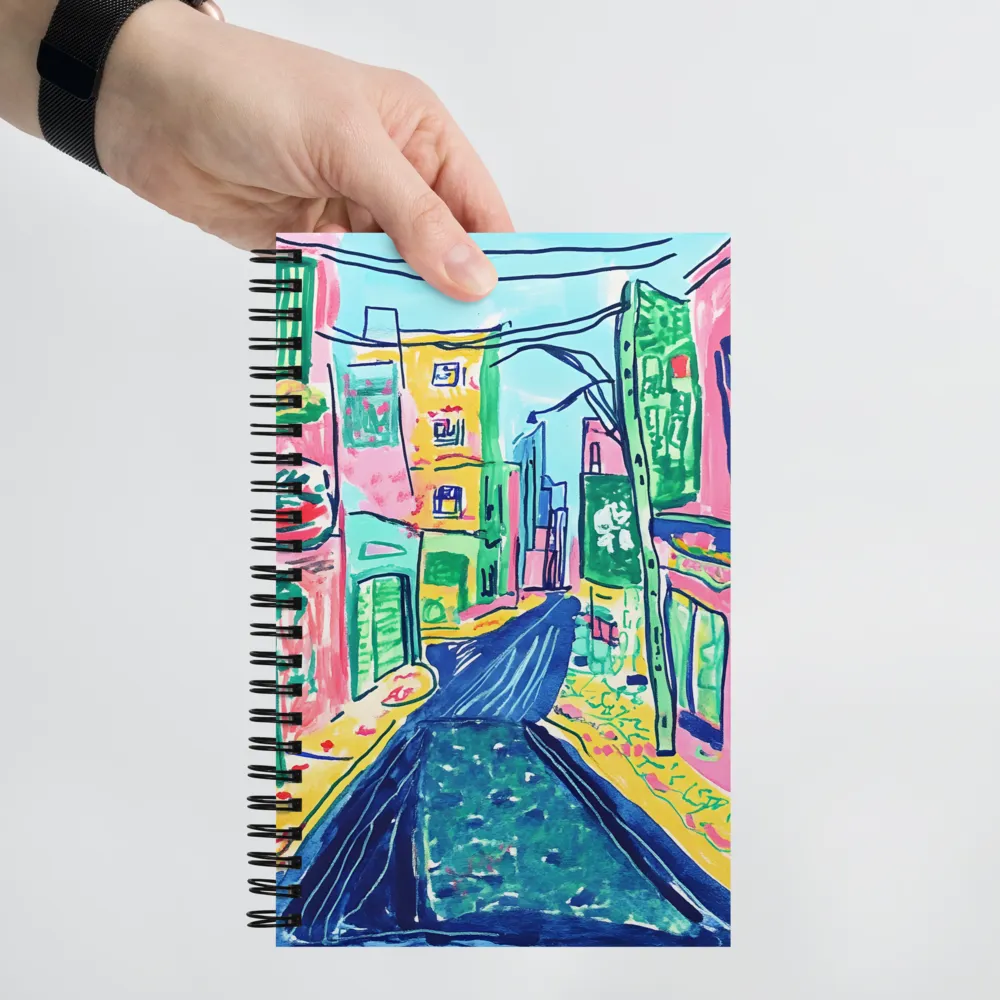 Dreamy Street in Vibrant Hues | Spiral Notebook