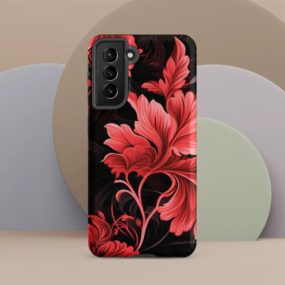 Tropical Elegance in Red | Phone Case |  S21 | Tough Case | Matte