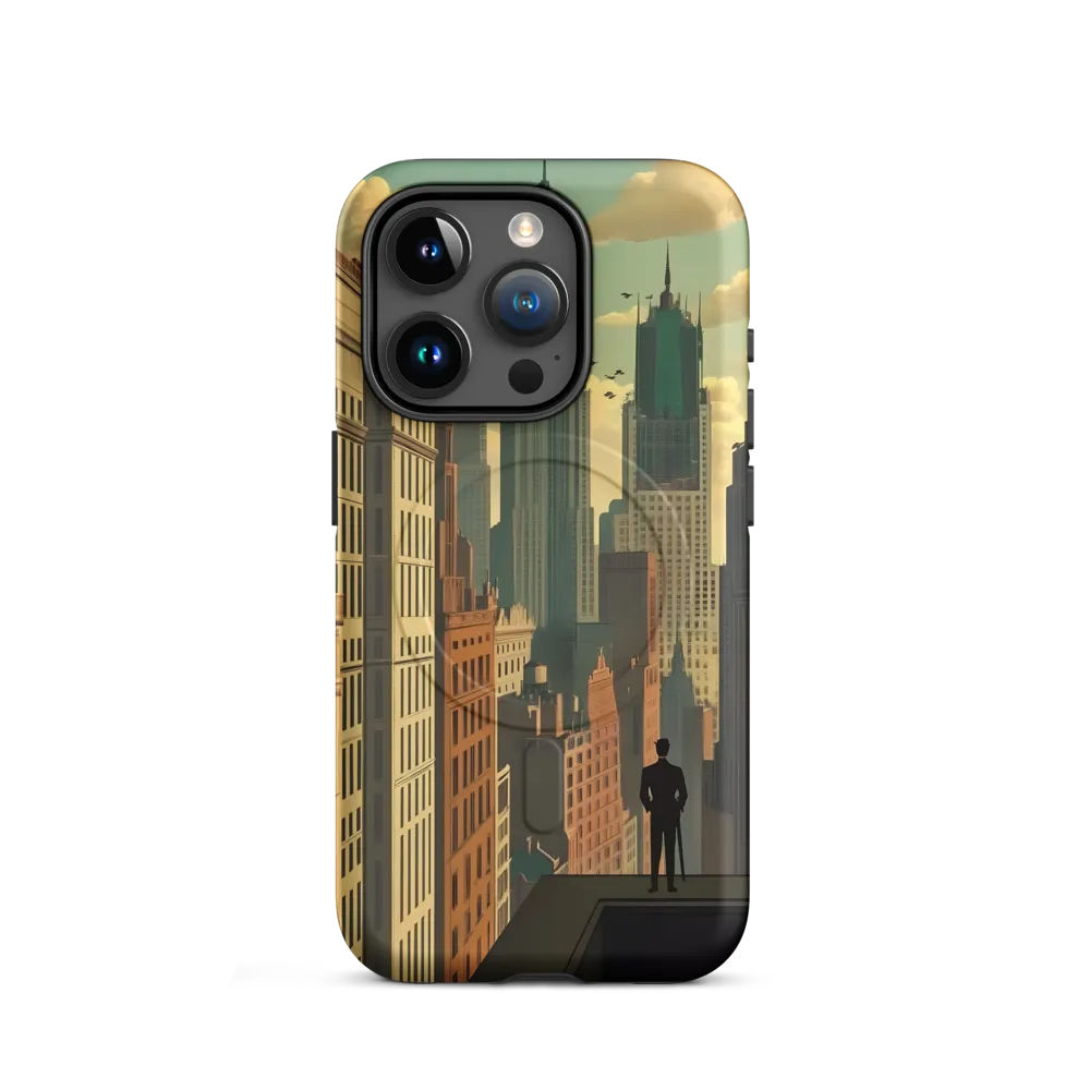 Urban Dreams: A Silhouette in Art Deco Cityscape