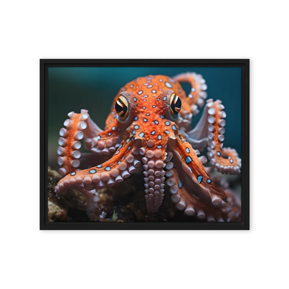 Curiosity of the Deep: The Orange Octopus | Canvas with Black Frame | 16″×20″