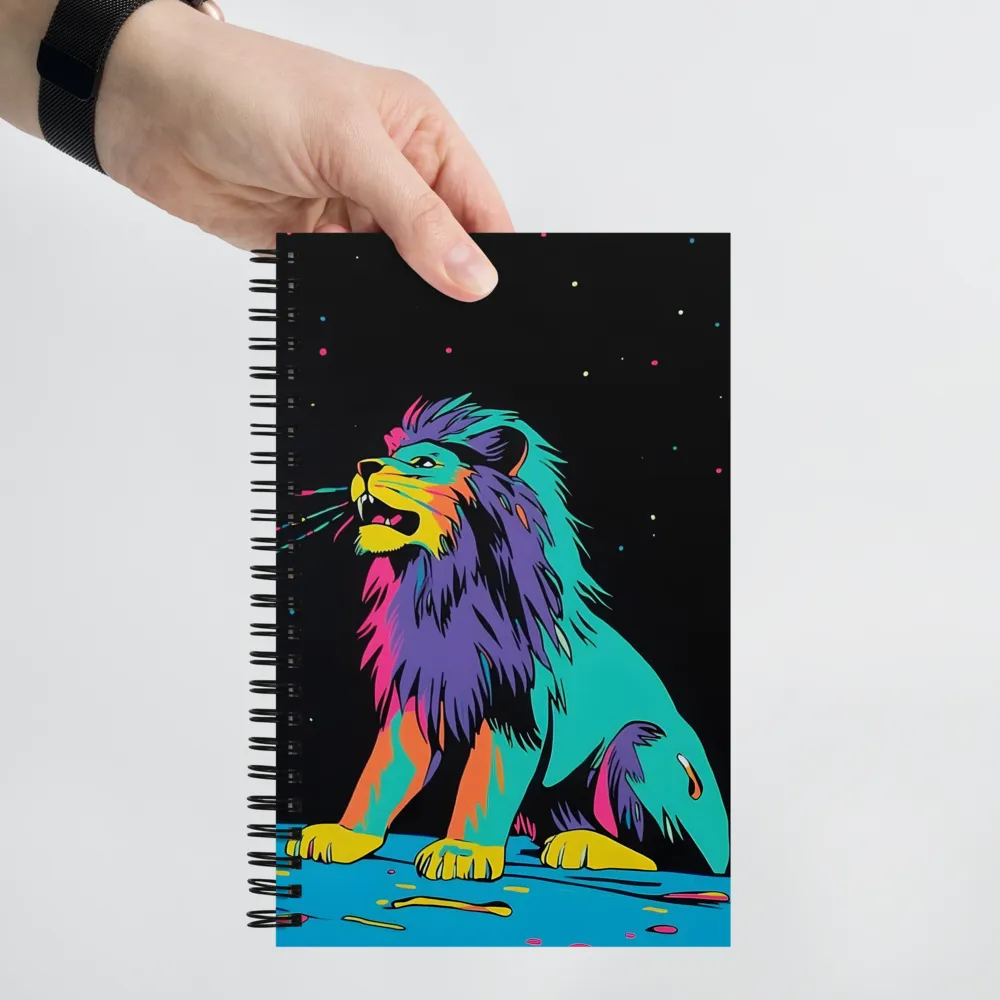 Roaring Colors: The Neon Lion | Spiral Notebook