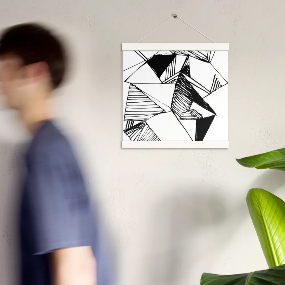 Dynamic Geometry in Ink | Poster With White Wood Hanger | 12″×12″