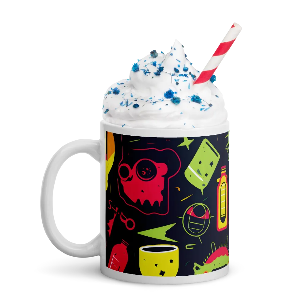 Neon Revelry: A Quirky Exploration of Modern Pop Art | Mugs | Multiple Sizes & Colors