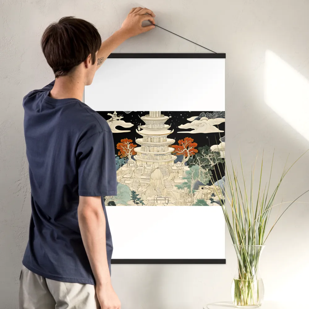 Whispers of the Pagoda | Poster With Black Wood Hanger | 24″×36″