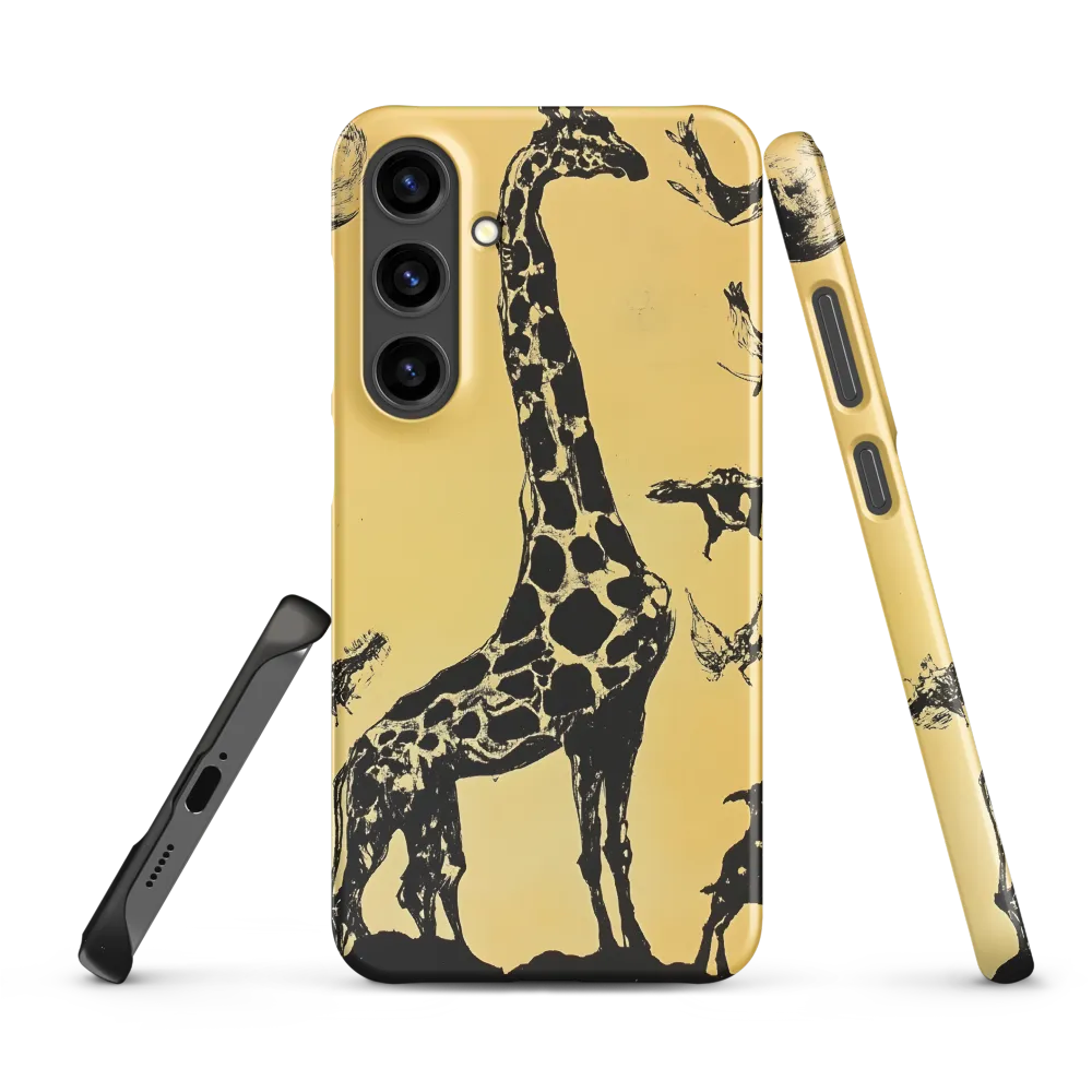 Whimsical Harmony of Giraffe and Birds