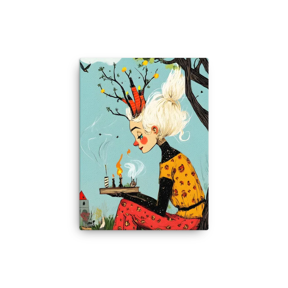 Whimsical Nature Girl | Thin Canvas | 9″×12″