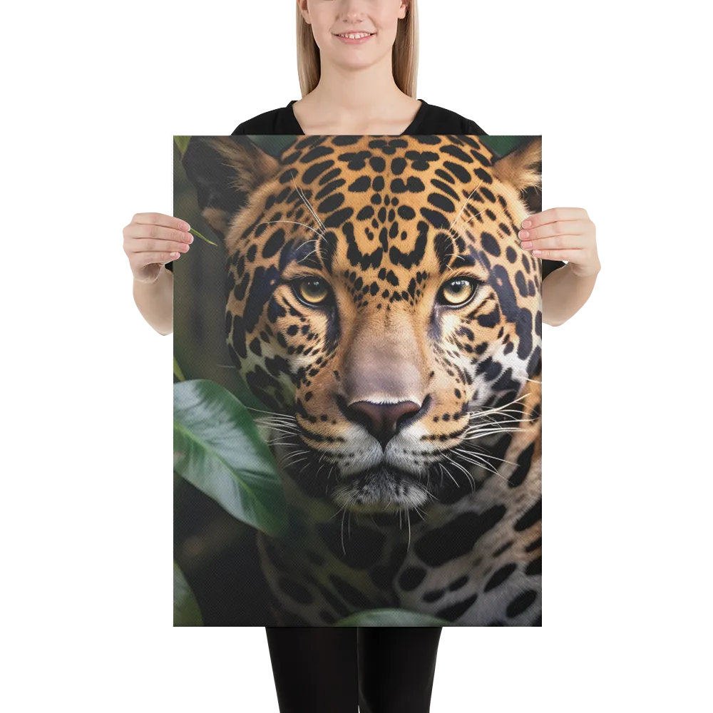 The Intensity of Nature: A Jaguar’s Gaze | Canvas | 18″×24″