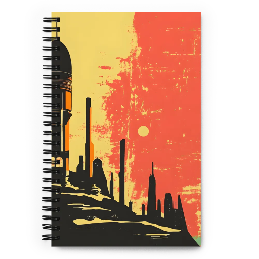 Journey to the Stars: A Retro-Futuristic Landscape | Spiral Notebook