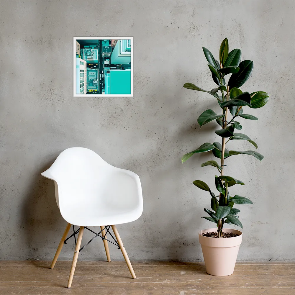 Urban Geometry: Aerial Perspective | Poster with White Frame | 16″×16″