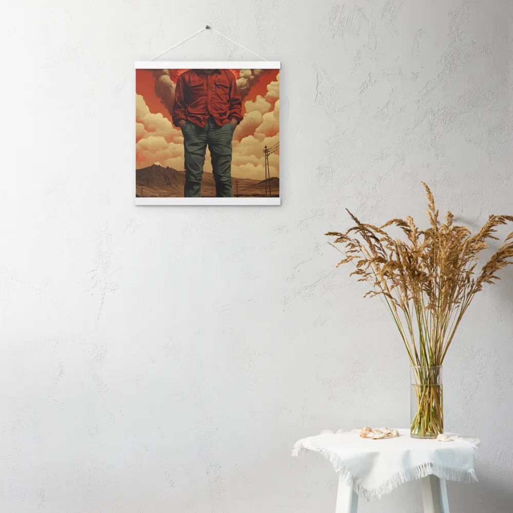 Defiant Spirit in a Surreal Landscape | Poster With White Wood Hanger | 16″×16″