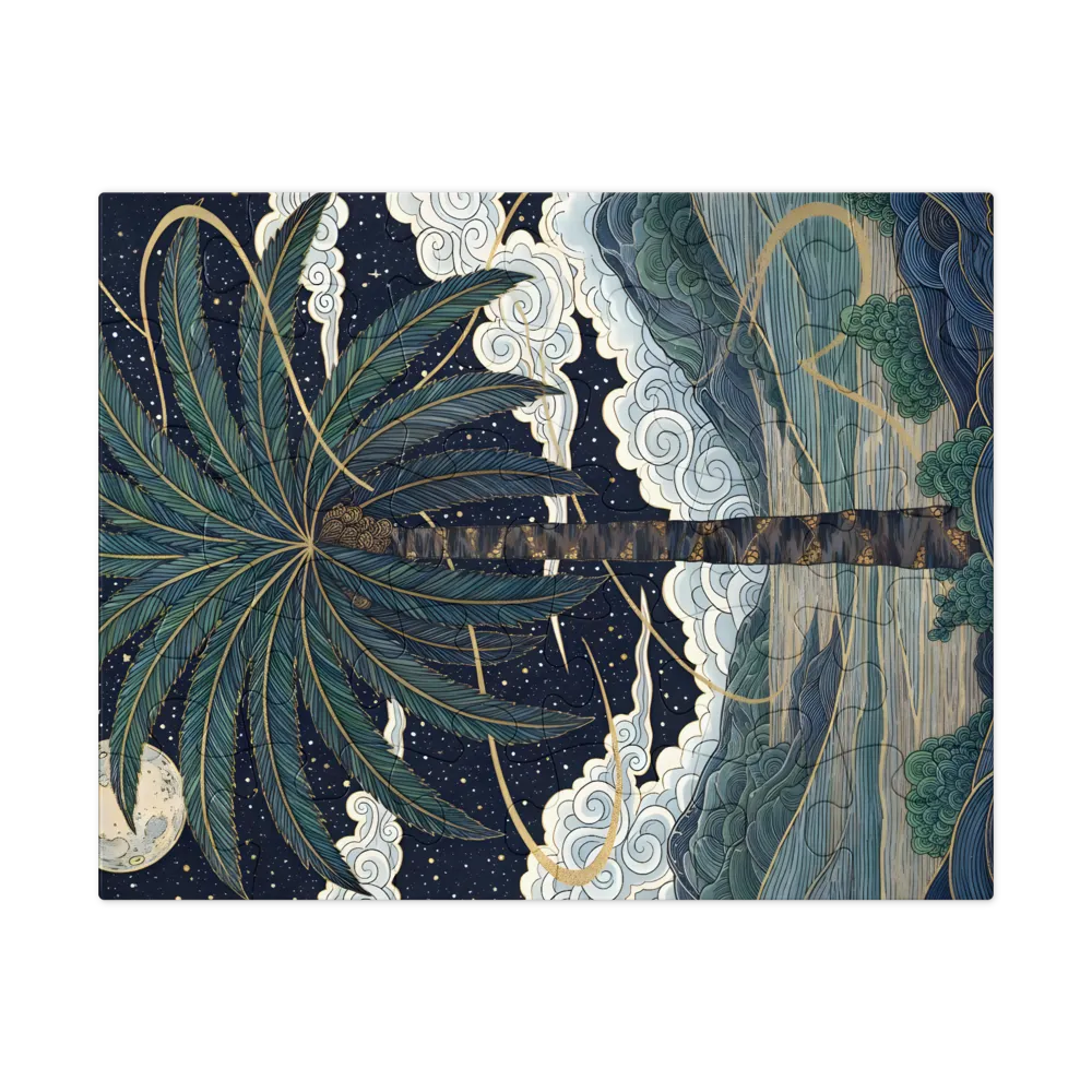 Moonlit Palm 
 Jigsaw Puzzle in Tin Box
