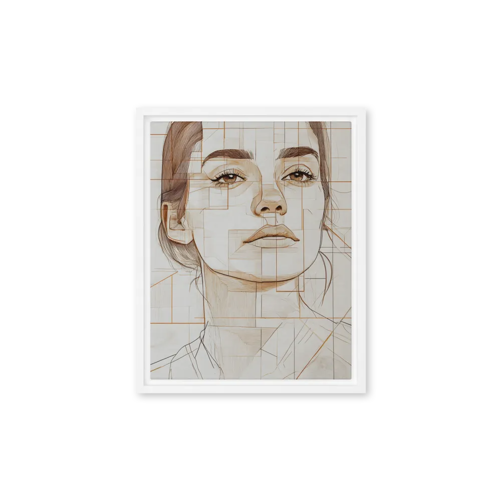 Geometric Serenity: A Minimalist Portrait | Canvas with White Frame | 11″×14″