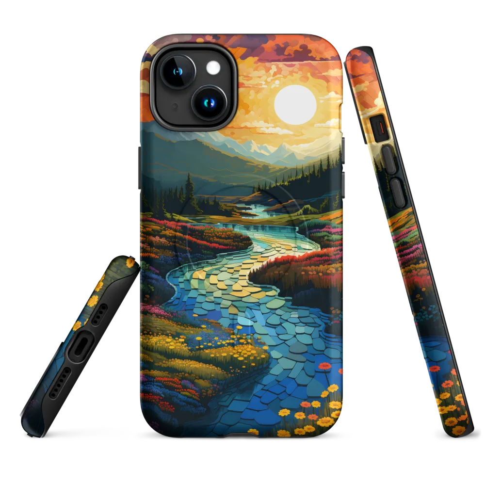Serenity in Sunset: A Winding River's Embrace | Phone Case |  15 Plus | MagSafe® Tough Case | Matte