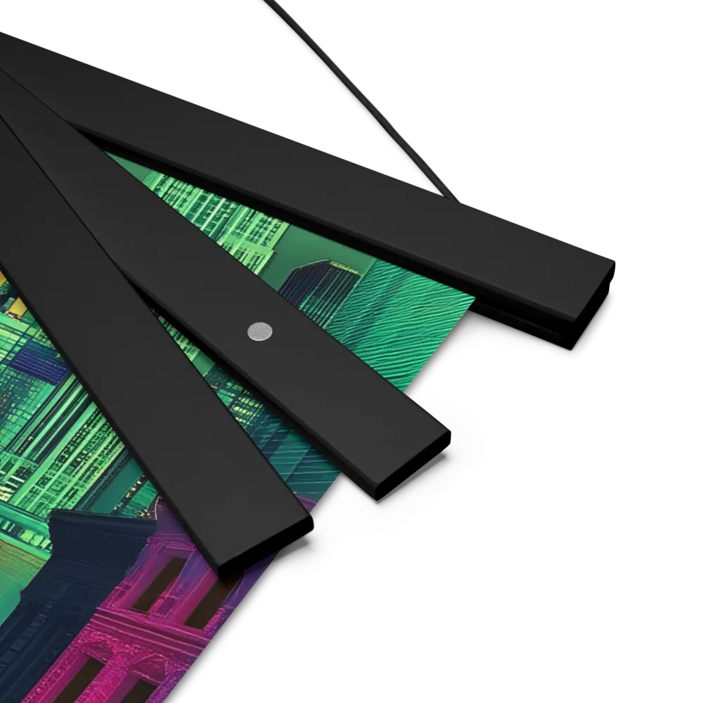 Urban Surrealism: Neon Dreams | Poster With Black Wood Hanger | 14″×14″